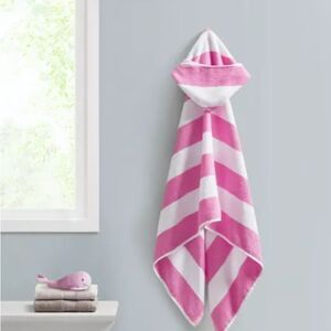URBAN DREAMS Cabana Stripe Hooded Towel, White/Pink